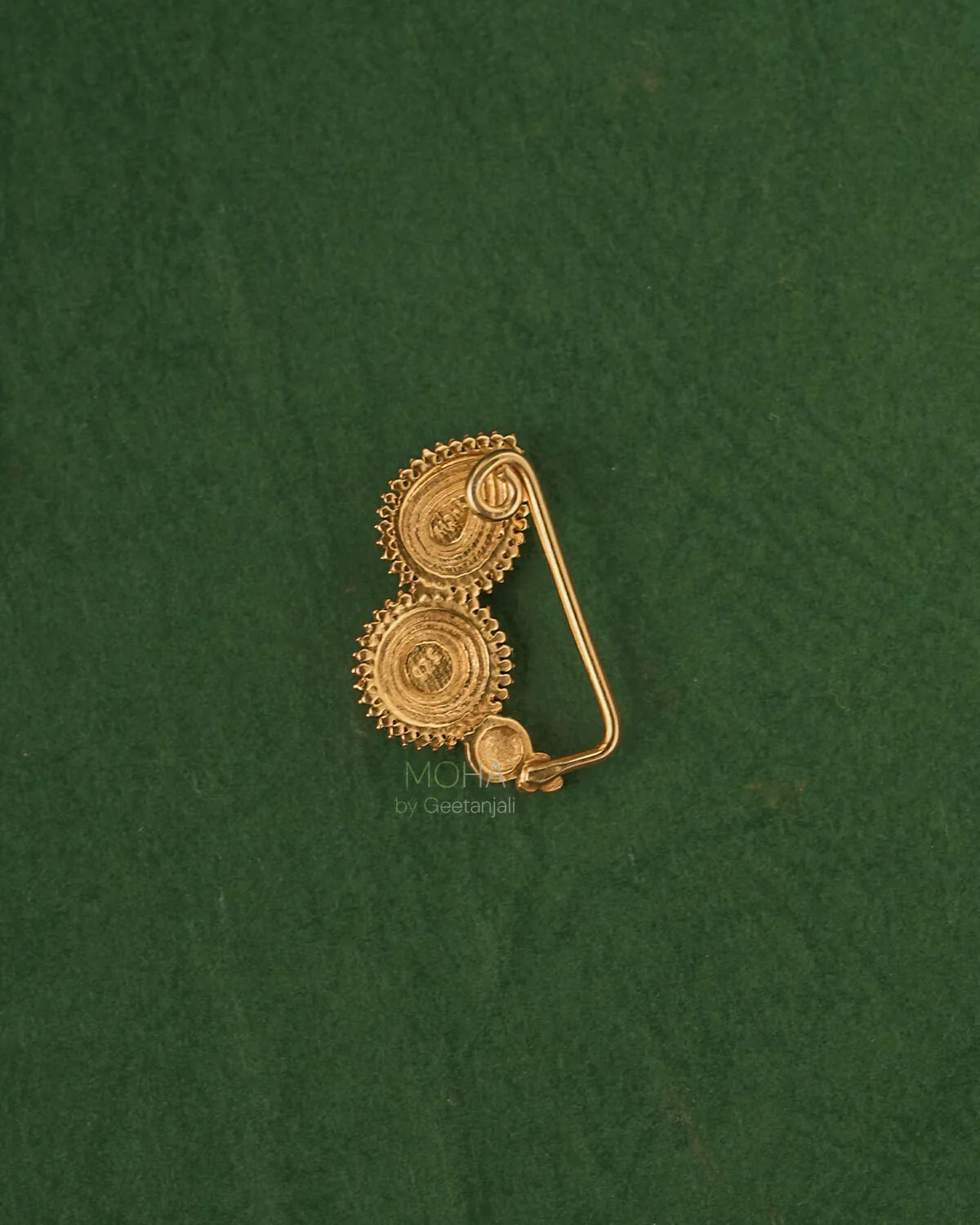 Peshwa Silver Nath Gold Plated (Clip on Left) by MOHA - Image 5