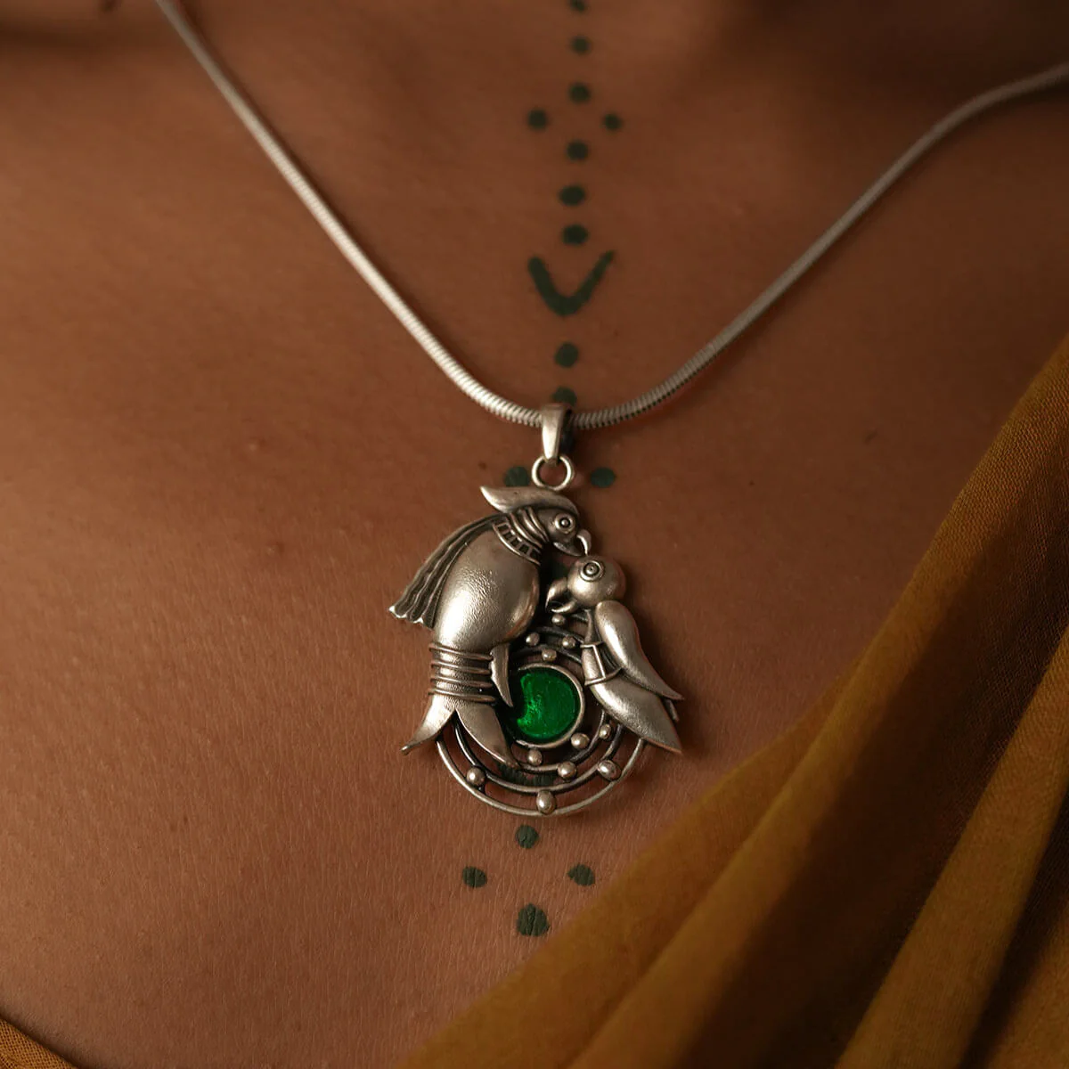 Prem Silver Pendant with chain by MOHA - Image 2