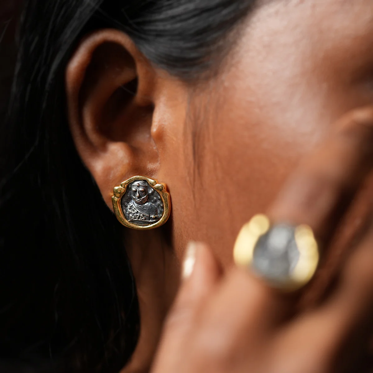 Priest King Silver Stud Earrings by MOHA - Image 4