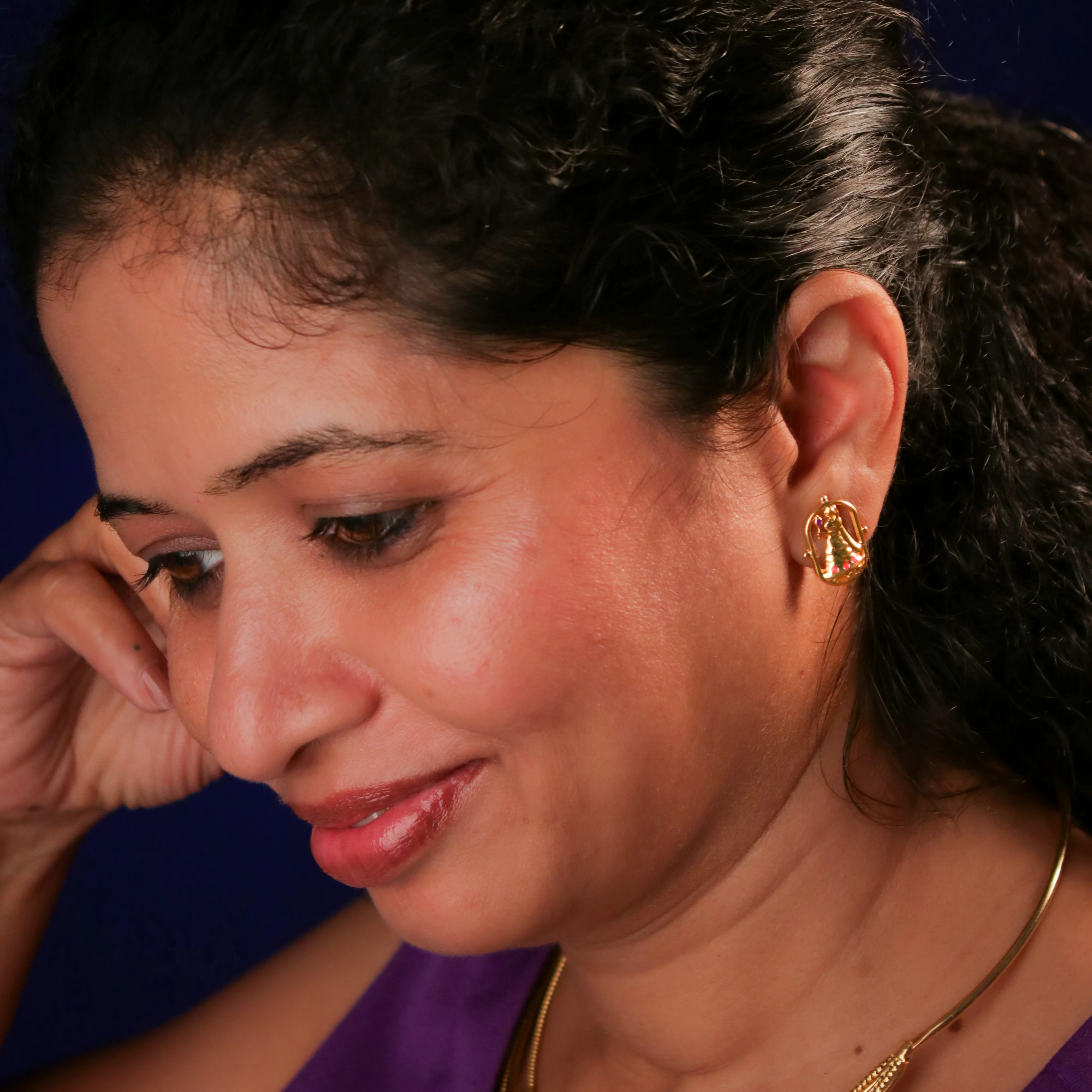 Radha Stud Silver Earrings By Moha - Image 4