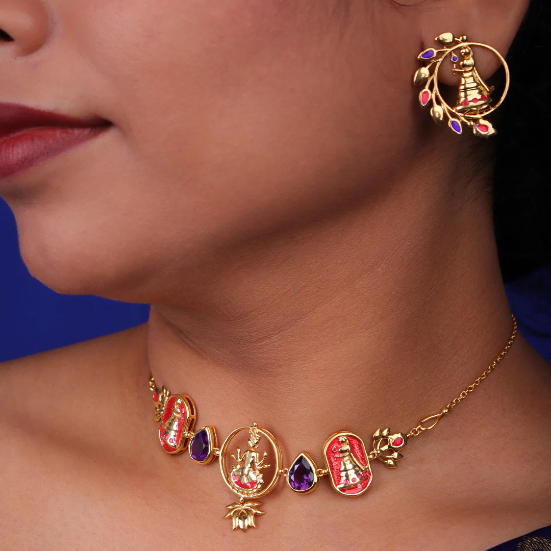 Radhe Shyam Stud Silver Earrings By Moha - Image 5
