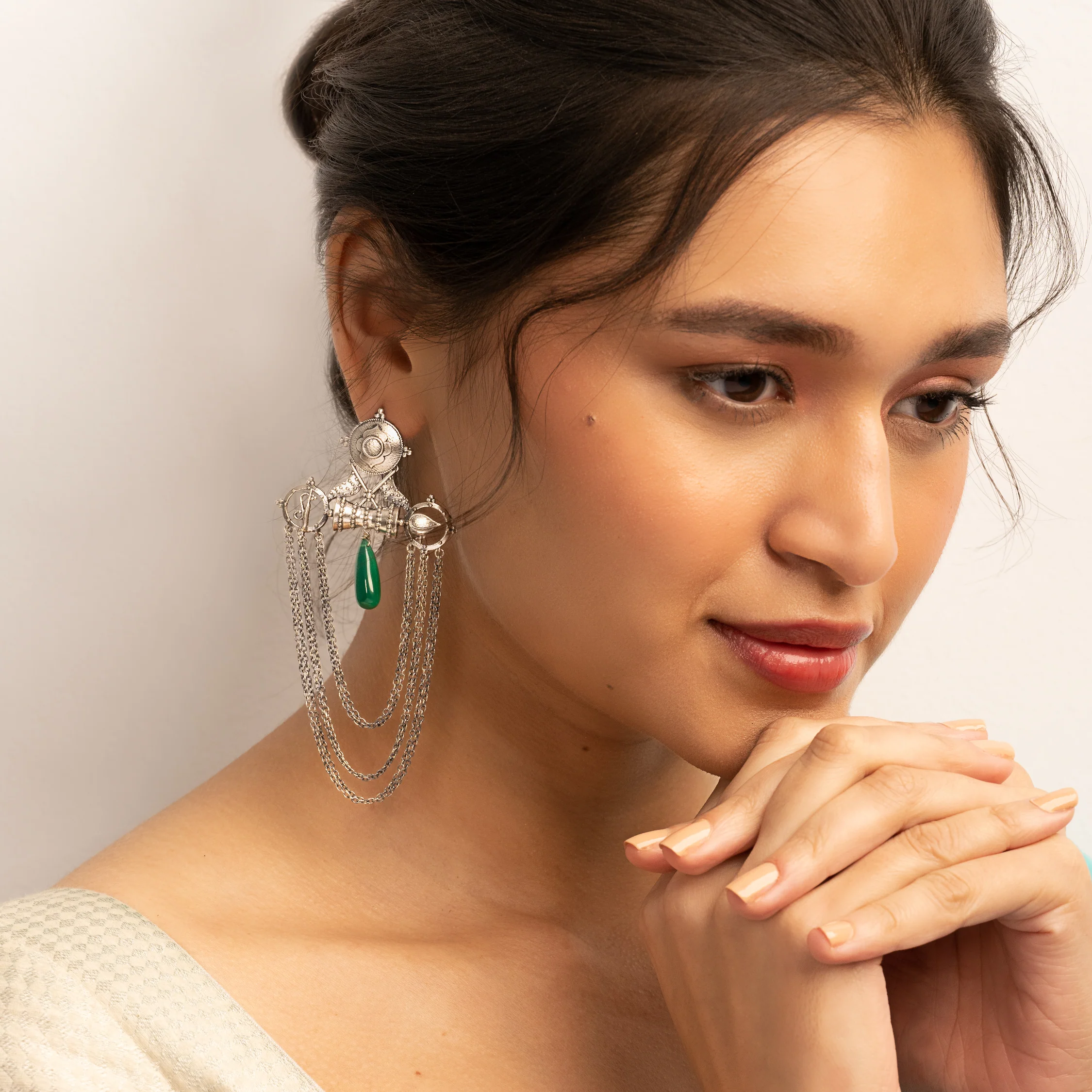 Ribbon Silver Earrings By Moha - Image 3