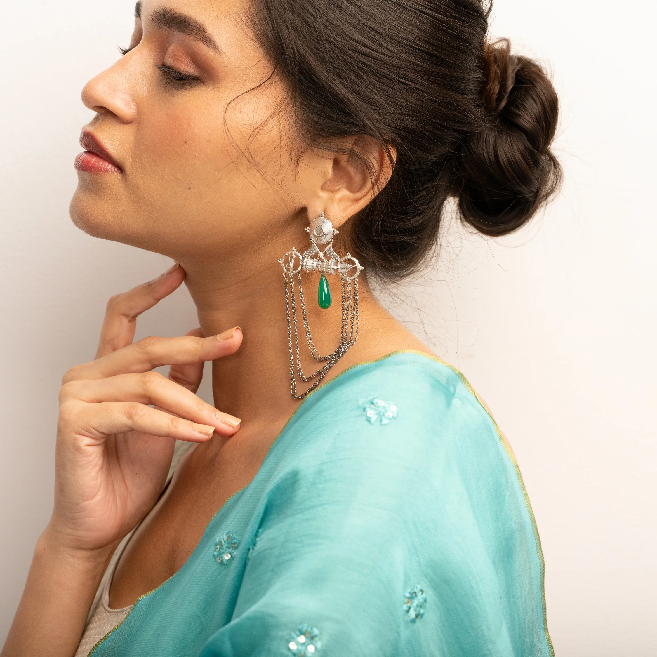 Ribbon Silver Earrings By Moha - Image 4