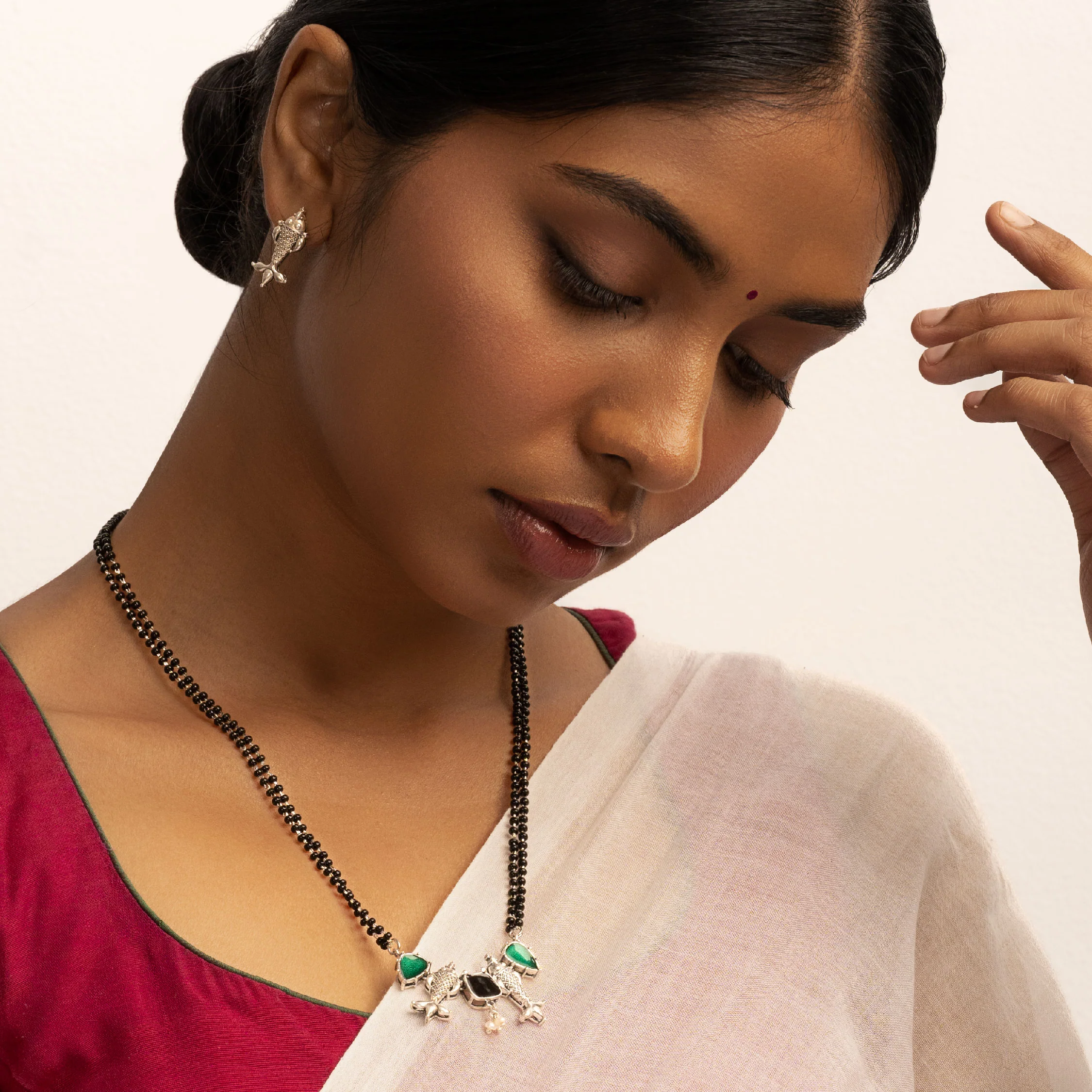 Roha Silver Stud Earrings By Moha - Image 3