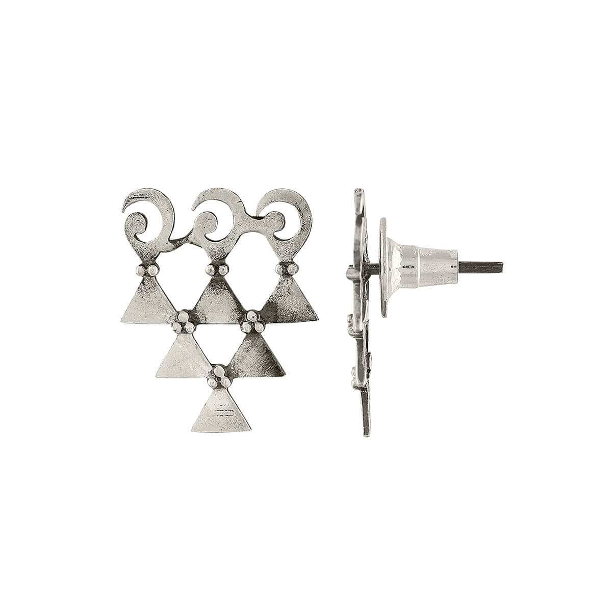 Saraswati Silver Stud Earrings by MOHA - Image 4