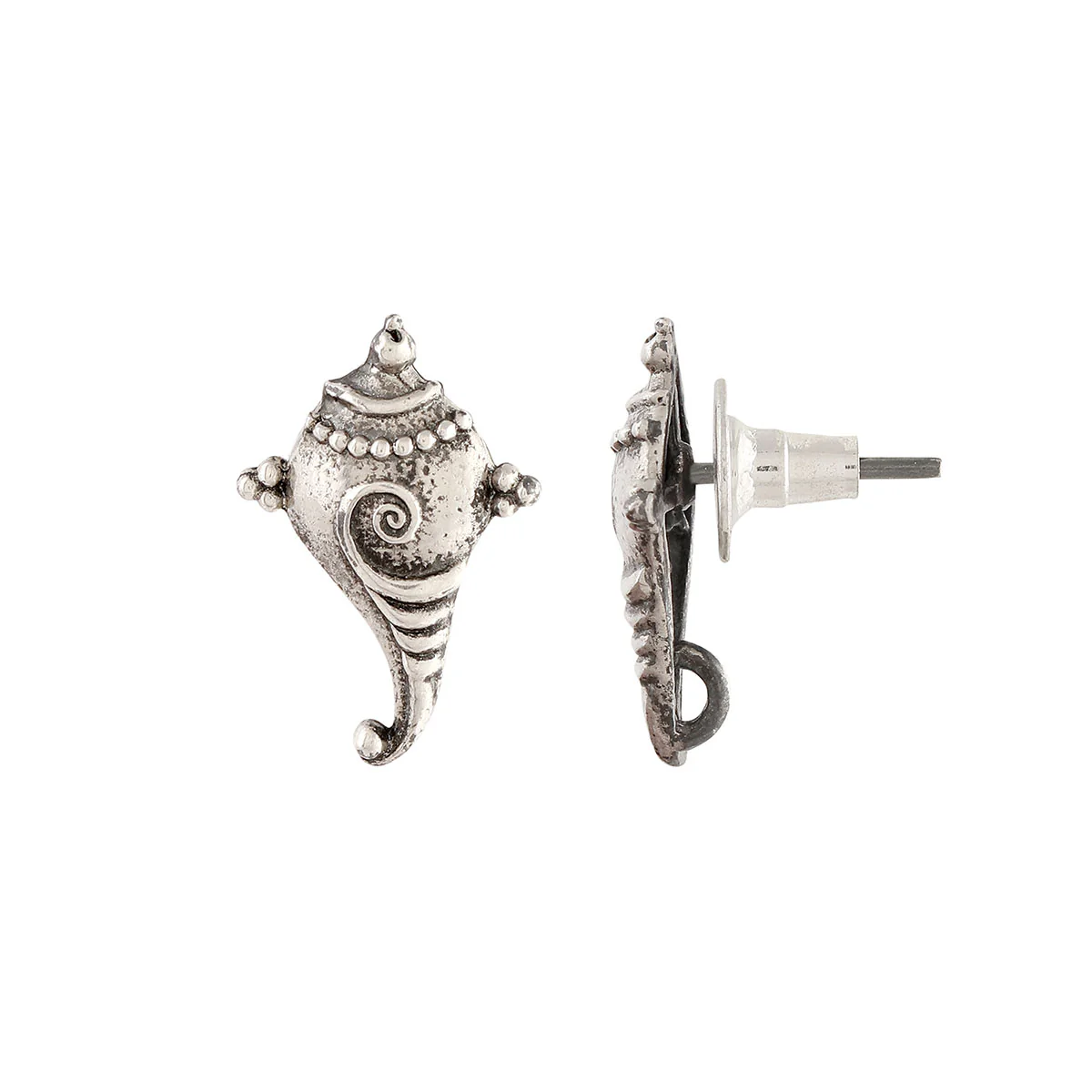 Shankha Silver Stud Earrings by MOHA - Image 3