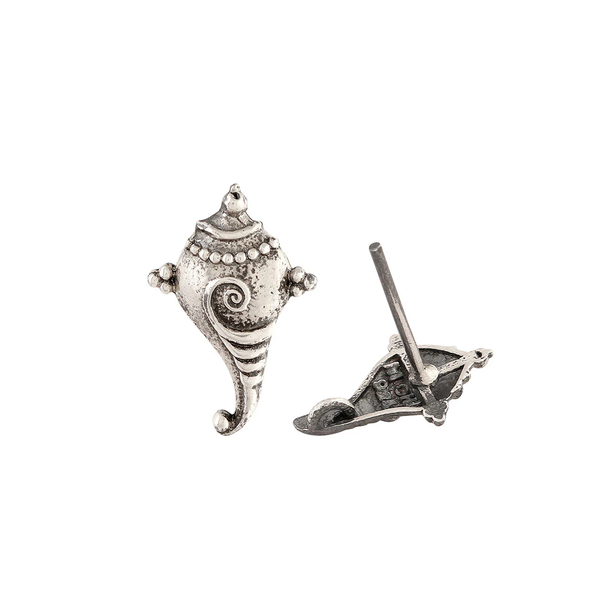Shankha Silver Stud Earrings by MOHA - Image 4