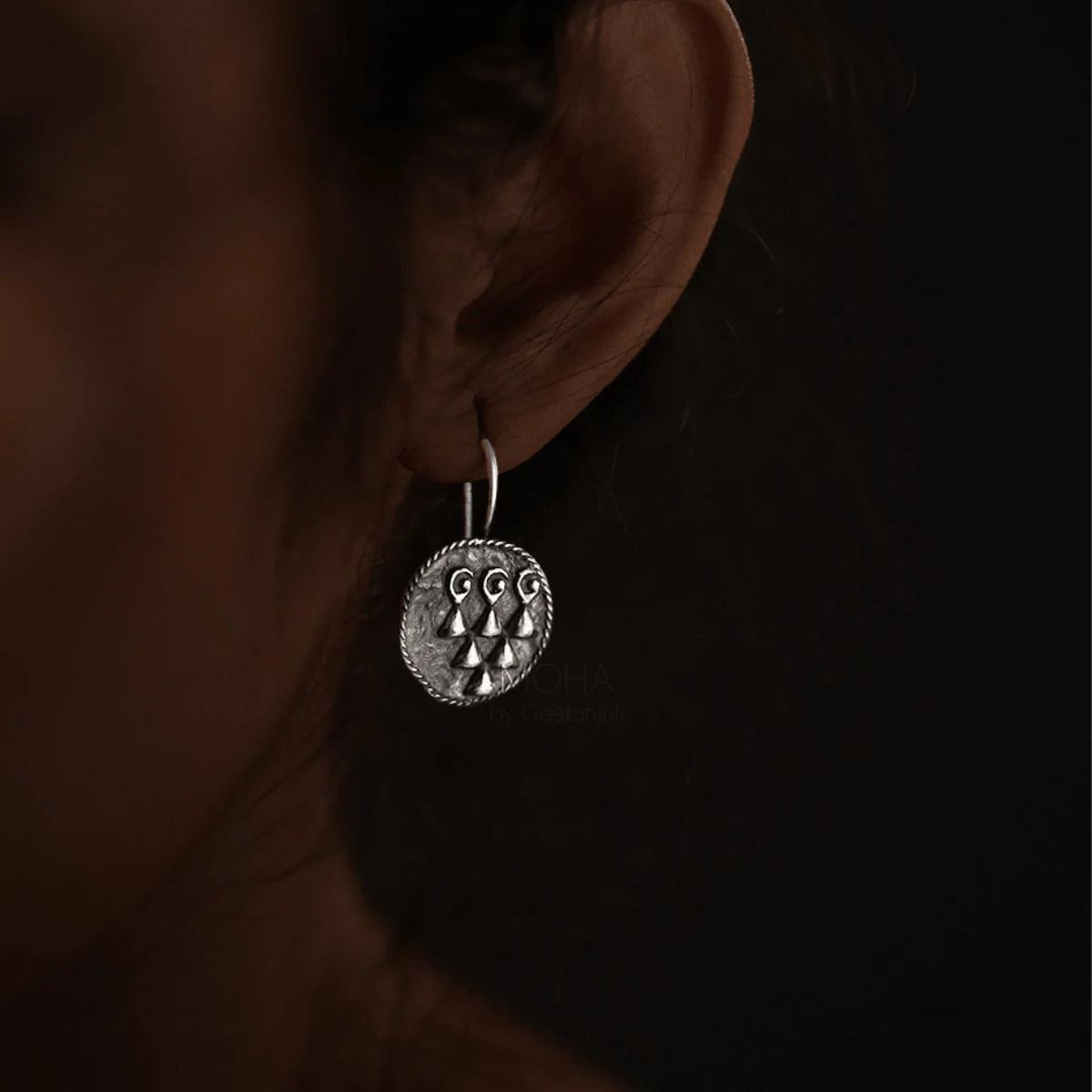 Sharada Silver Dangle Earrings by MOHA - Image 2