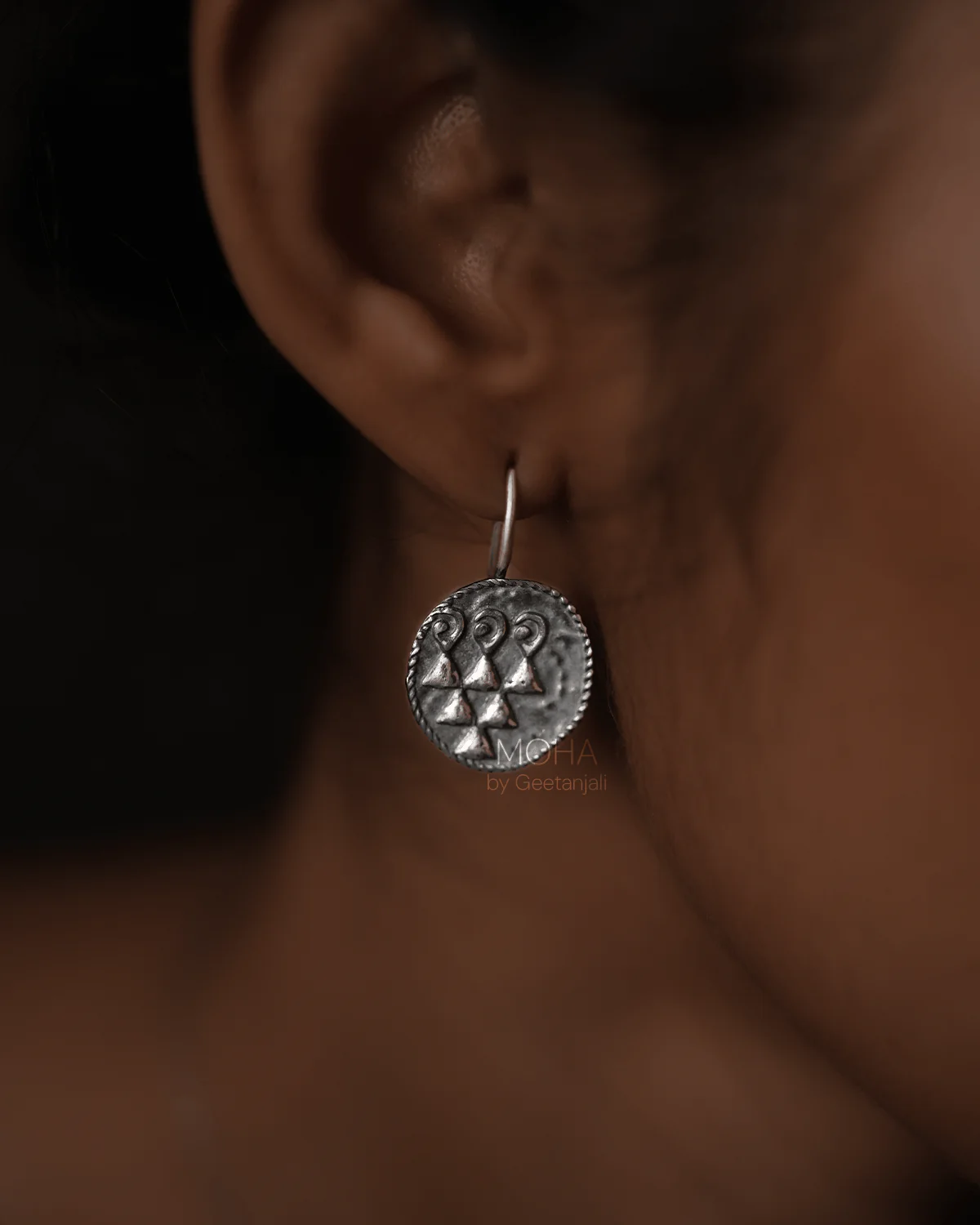 Sharada Silver Dangle Earrings by MOHA - Image 3