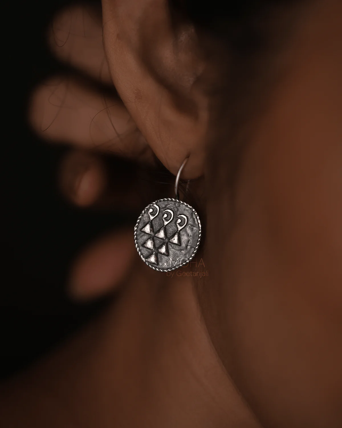 Sharada Silver Dangle Earrings by MOHA - Image 6