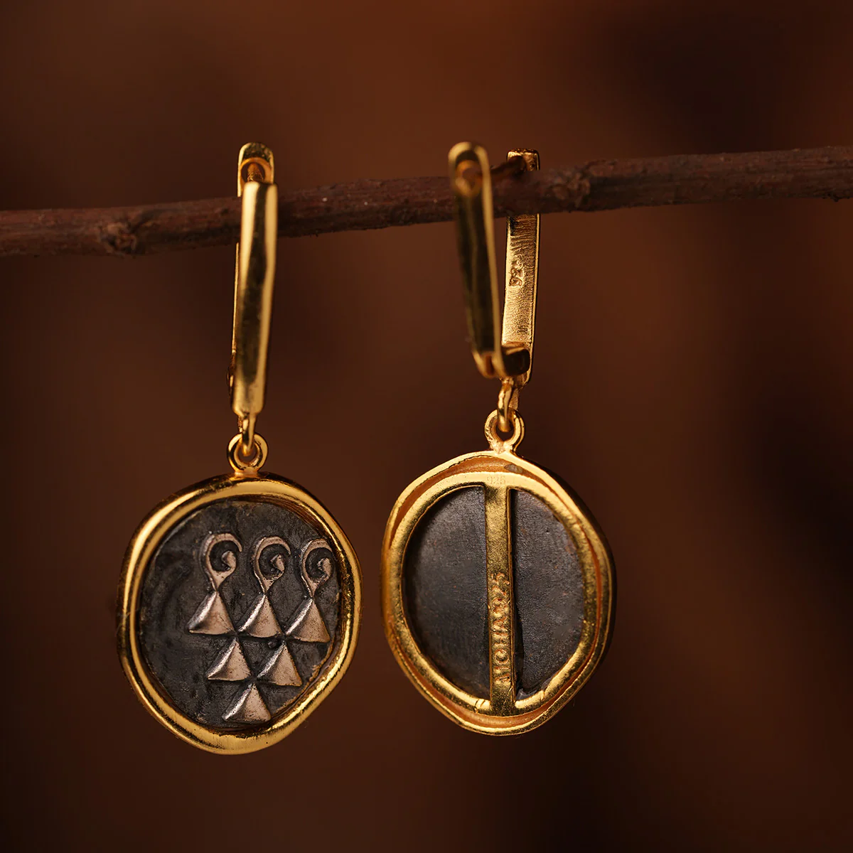 Sharada Silver Earrings Dual Toned by MOHA - Image 2