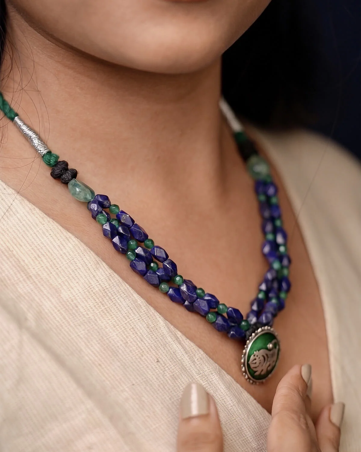 Shardul Lapiz Lazuli Silver Necklace by MOHA - Image 6