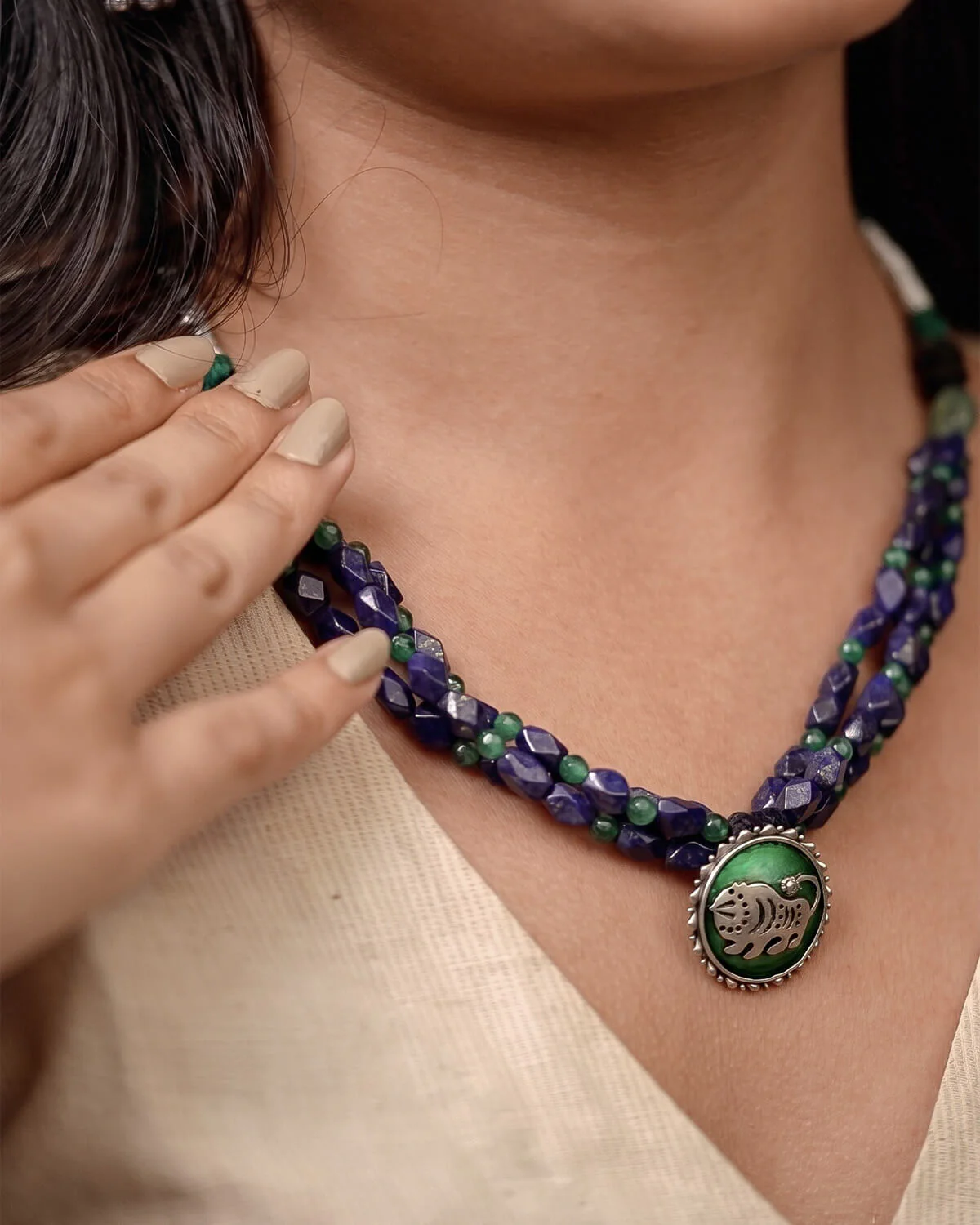 Shardul Lapiz Lazuli Silver Necklace by MOHA - Image 7