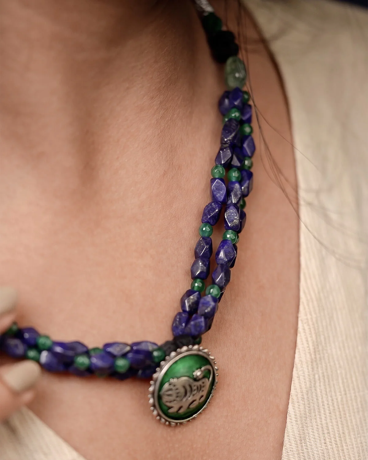 Shardul Lapiz Lazuli Silver Necklace by MOHA - Image 8