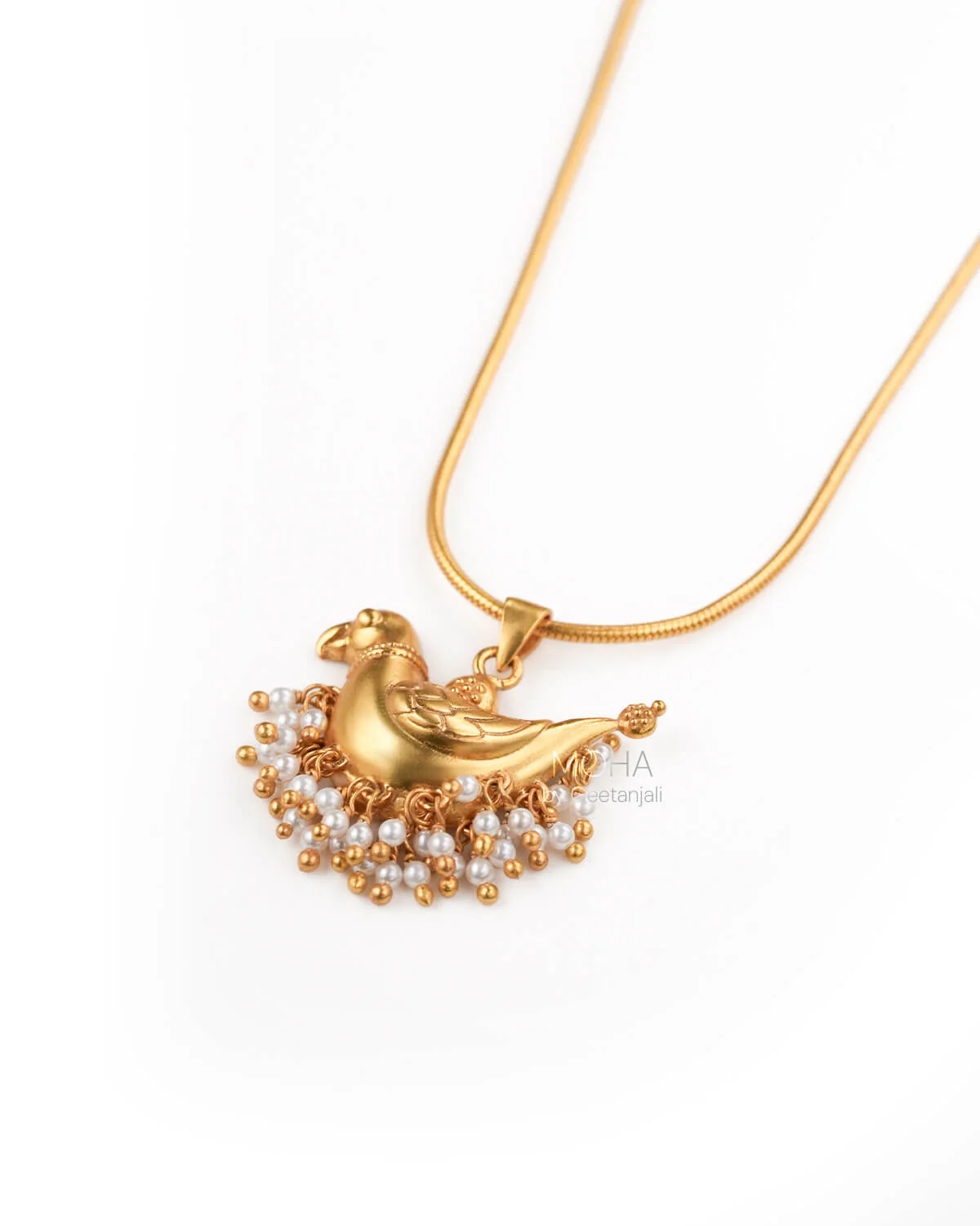 Shuk Sarika (Gold Plated) Silver Pendant With Chain by MOHA - Image 4