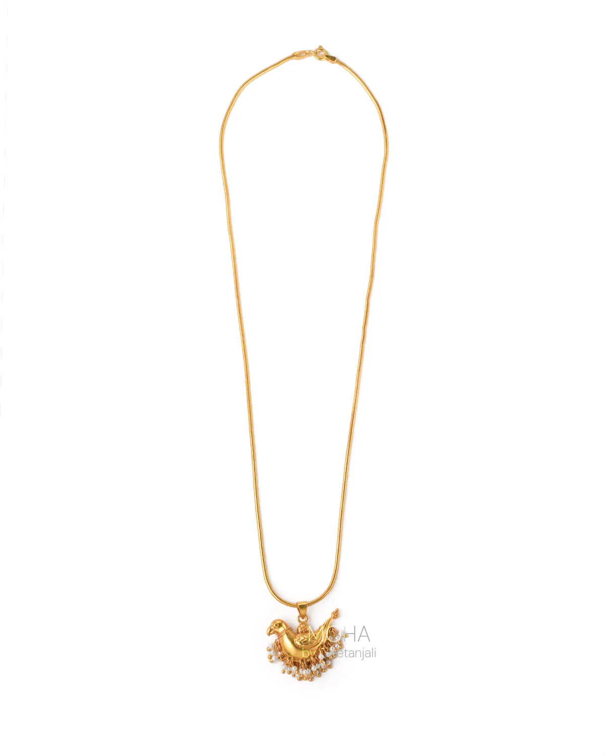 Shuk Sarika (Gold Plated) Silver Pendant With Chain by MOHA - Image 7