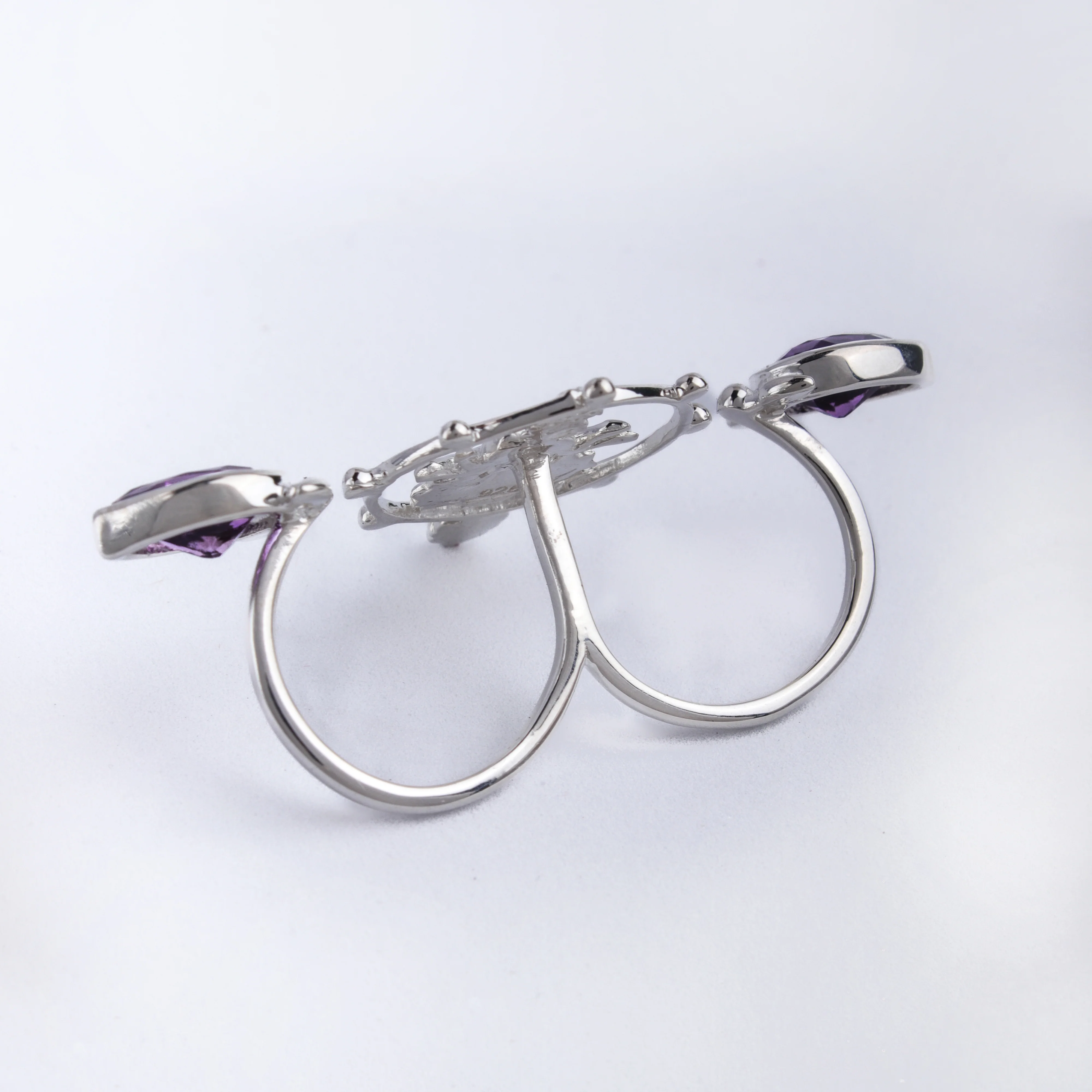Shyam Amethyst Double Silver Finger Ring By Moha - Image 11