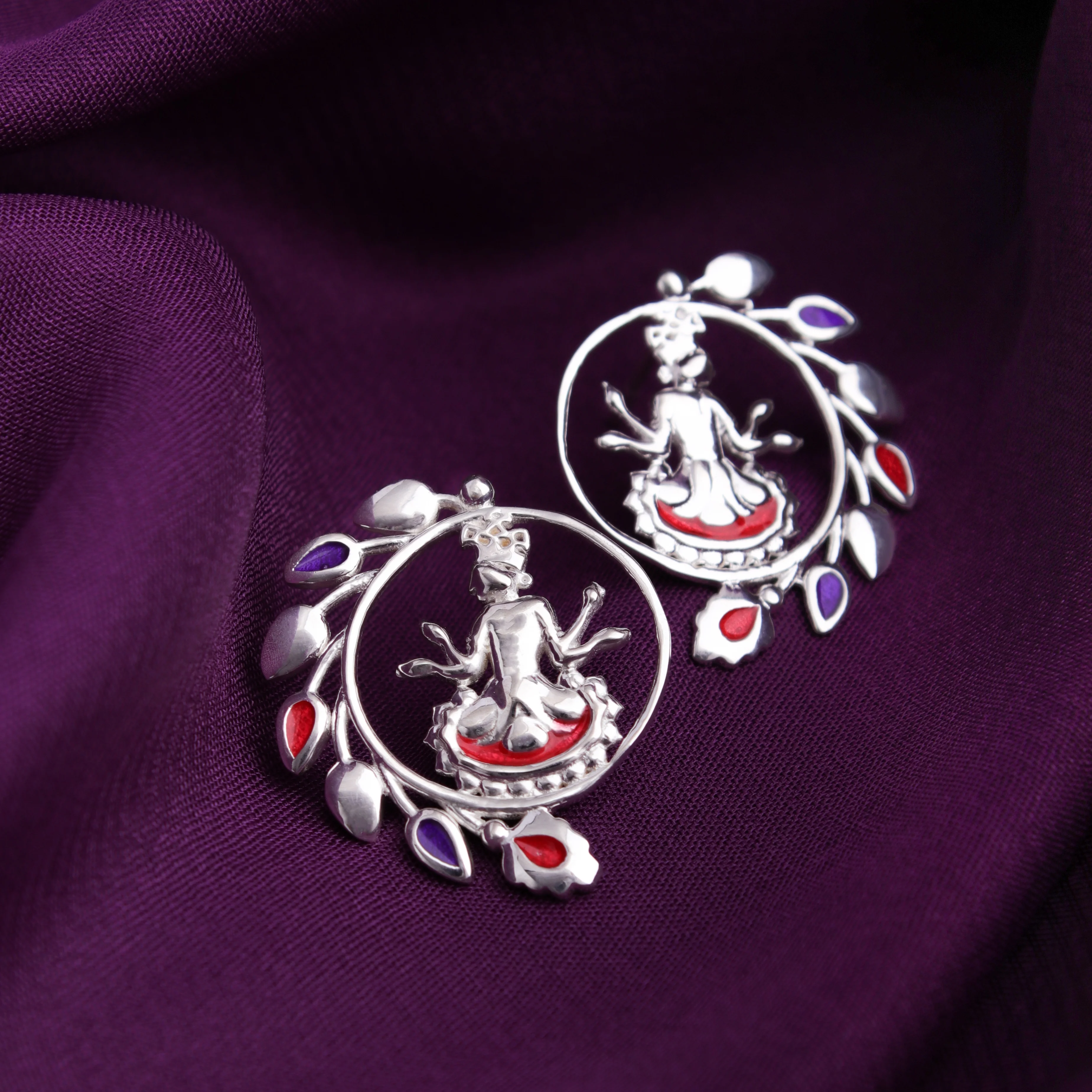 Shyam Silver Stud Earrings By Moha - Image 3