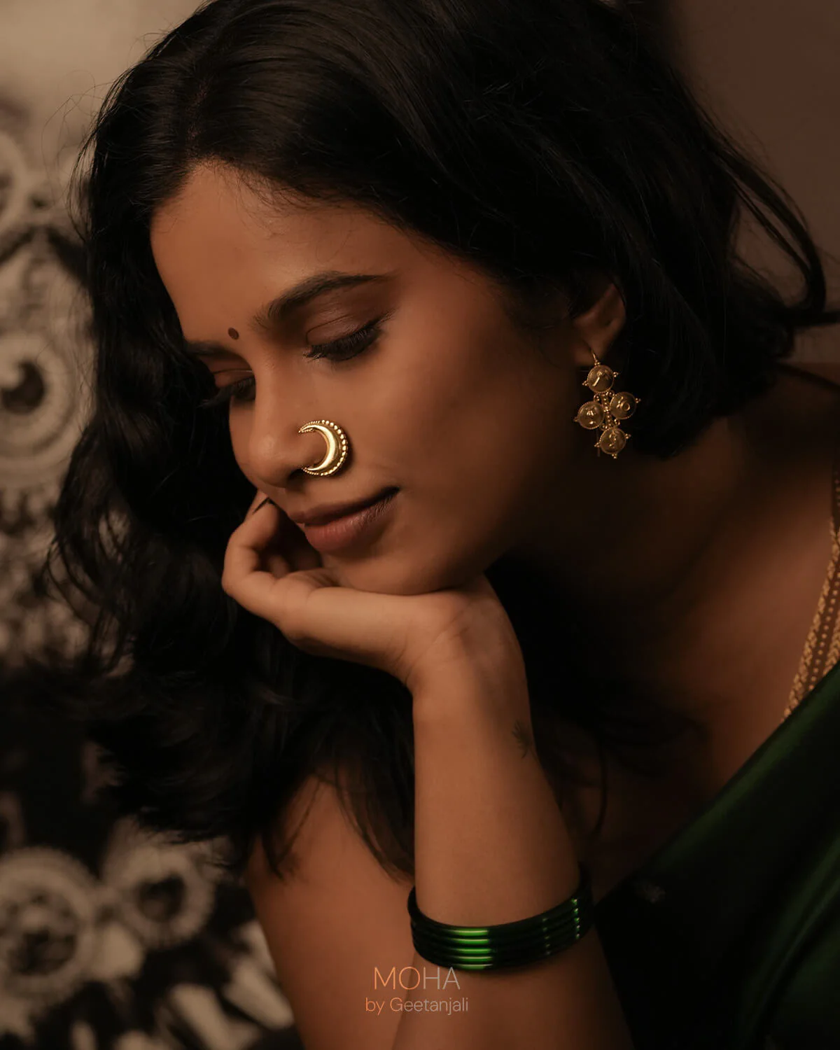 Tara Silver Nath Gold Plated (Clip on, Left) by MOHA - Image 2