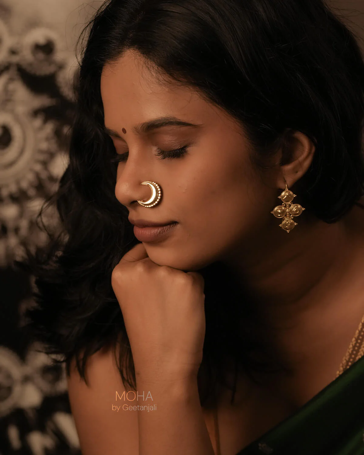 Tara Silver Nath Gold Plated (Clip on, Left) by MOHA - Image 4