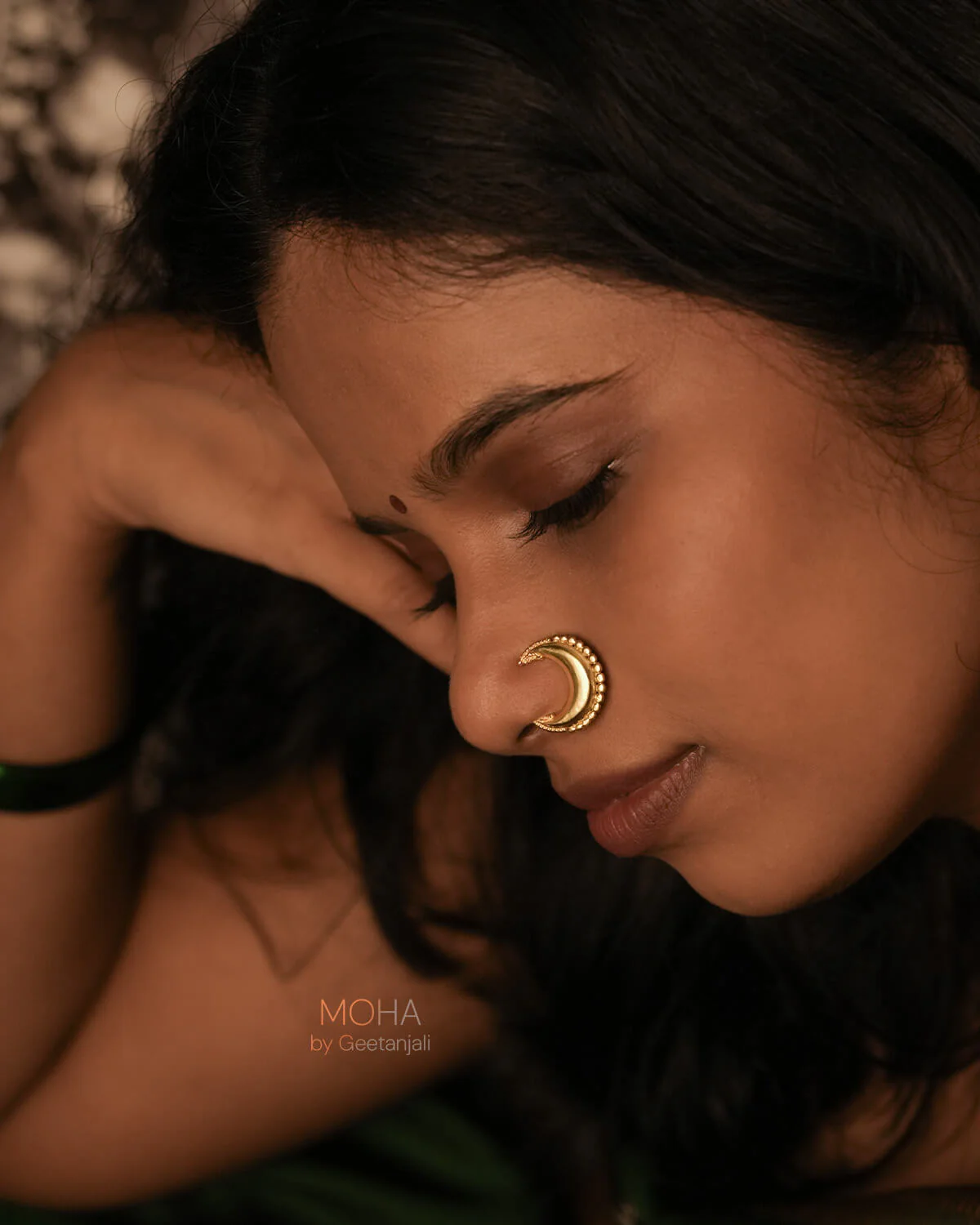 Tara Silver Nath Gold Plated (Clip on, Left) by MOHA - Image 5