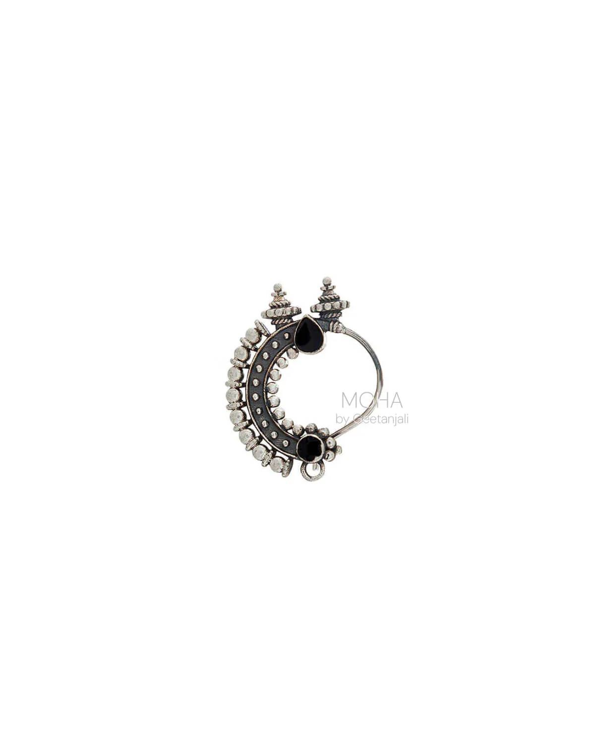 Temple Silver Nath Black (Pierced, Right) by MOHA