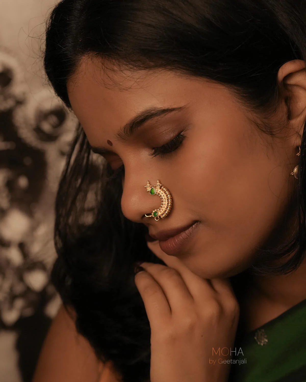 Temple Silver Nath Gold Plated (Clip on, Left) by MOHA - Image 2