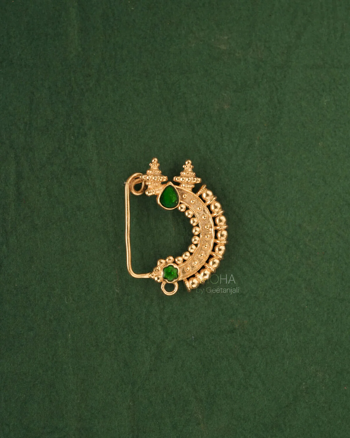 Temple Silver Nath Gold Plated (Clip on, Left) by MOHA - Image 3