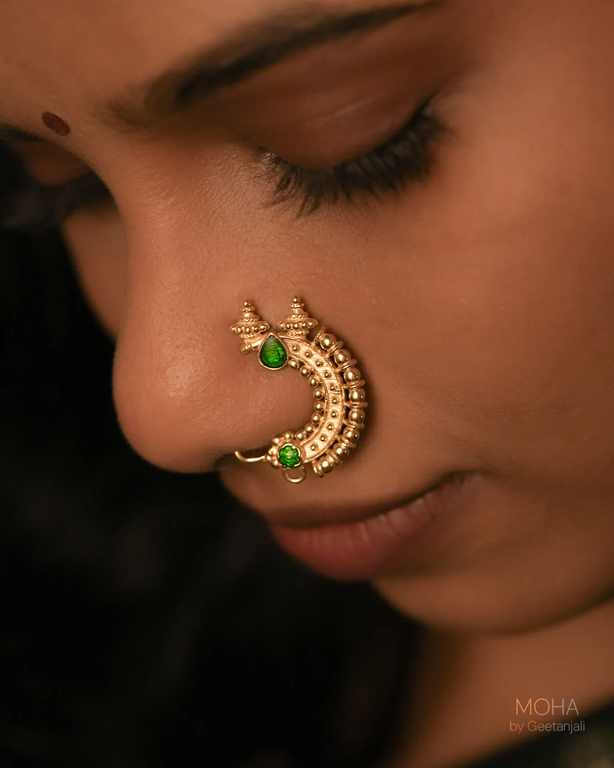 Temple Silver Nath Gold Plated (Clip on, Left) by MOHA - Image 4