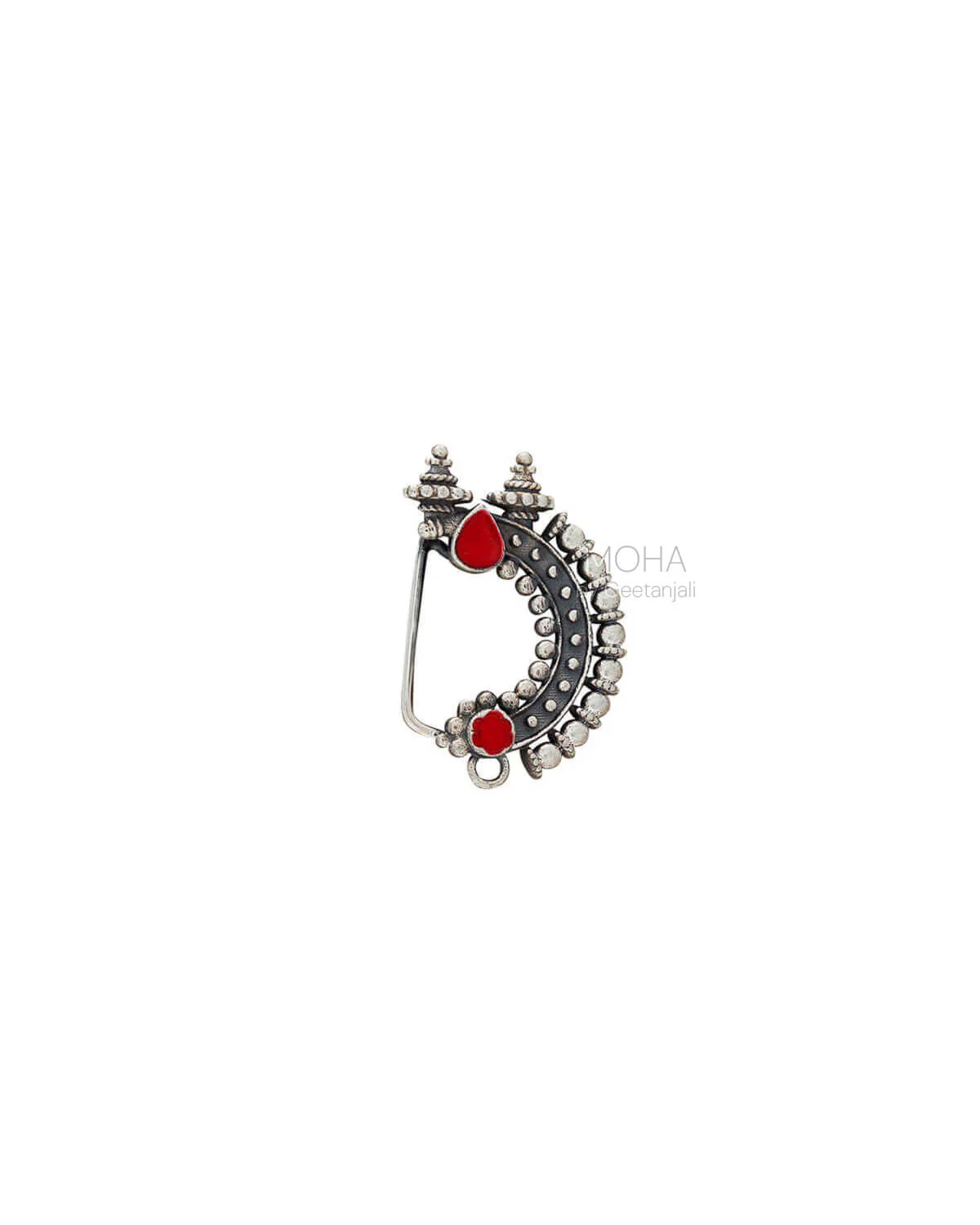 Temple Silver Nath Red (Clip On, Left) by MOHA