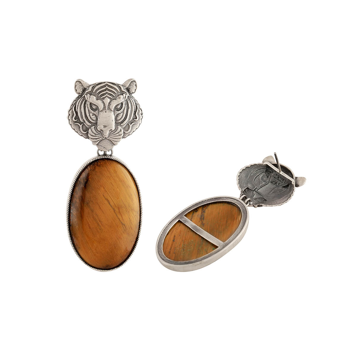 Tigers Eye Silver Stud Earrings by MOHA - Image 5