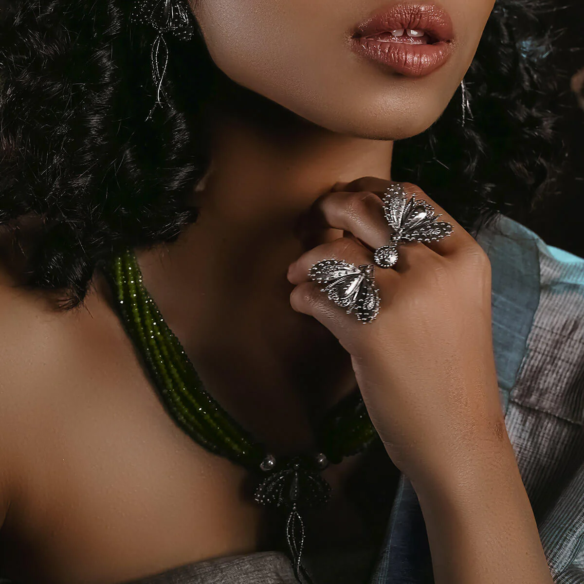 Titli Double Finger Silver Ring by Moha - Image 5