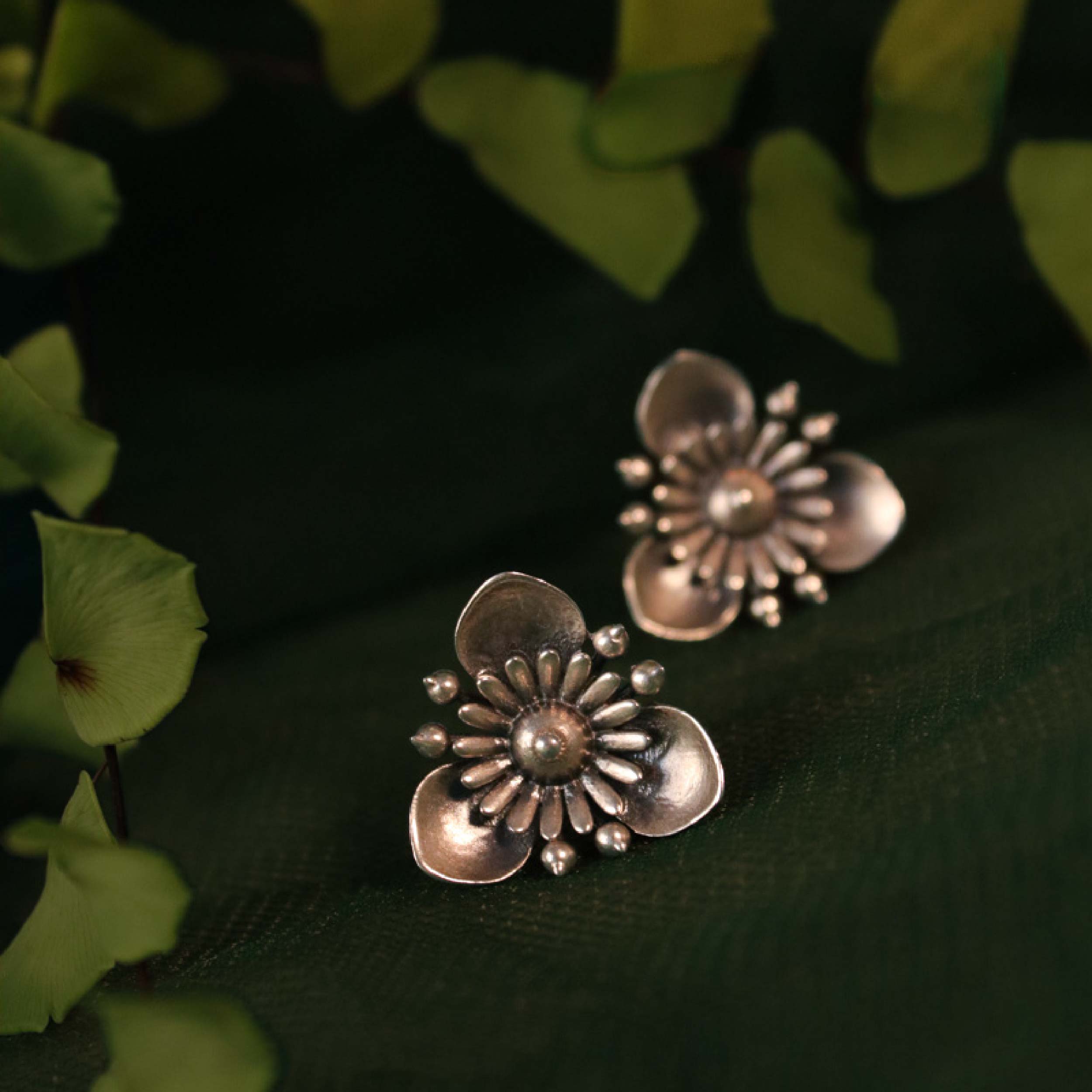 Triloki Silver Stud Earrings by MOHA - Image 3