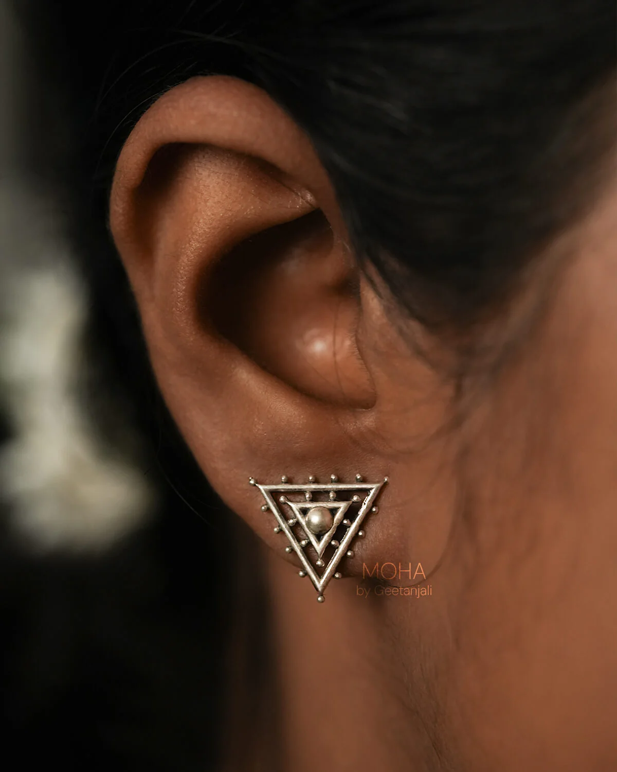 Trisha Silver Stud Earrings by MOHA - Image 2