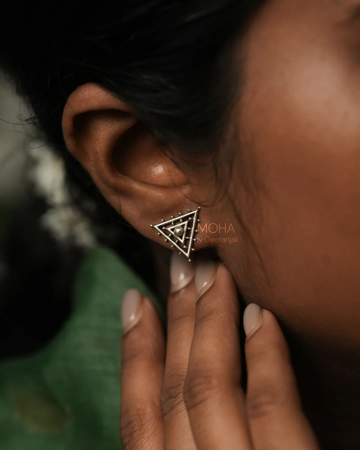 Trisha Silver Stud Earrings by MOHA - Image 3
