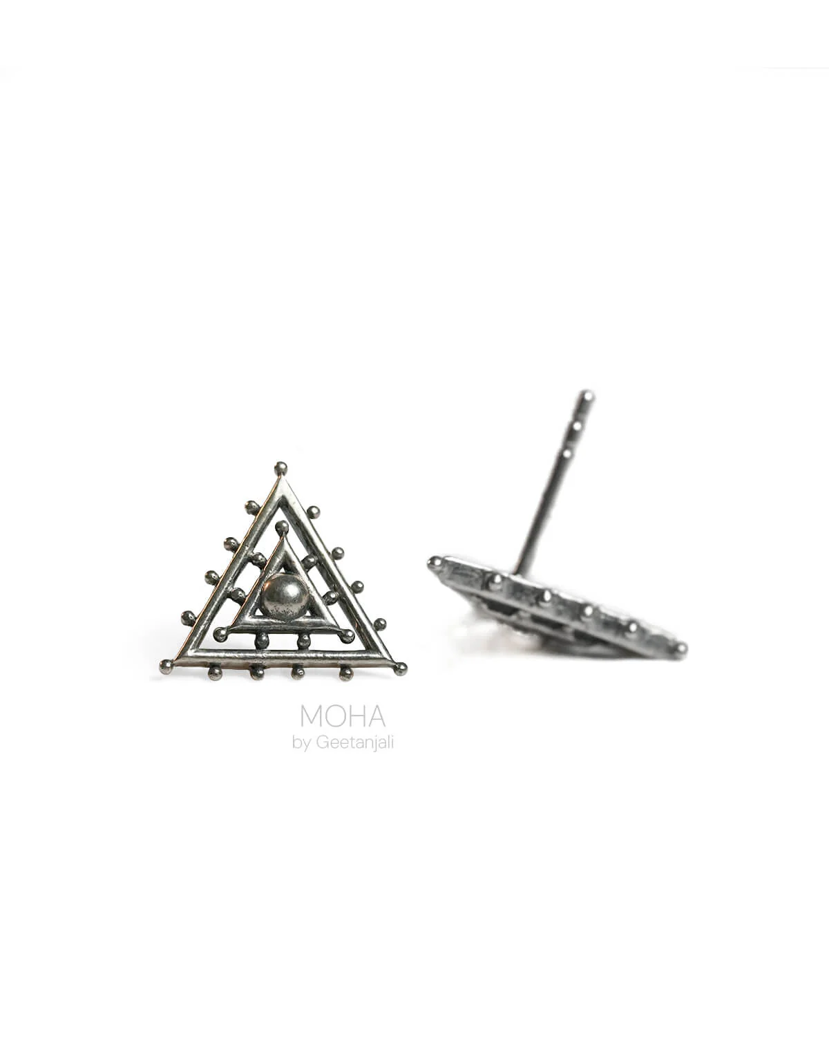 Trisha Silver Stud Earrings by MOHA - Image 6