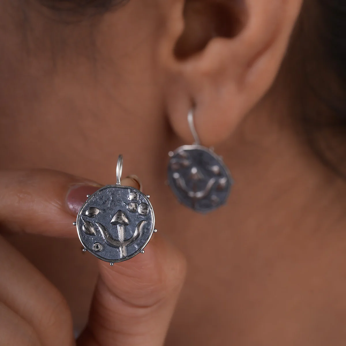 Trishul Silver Earrings by MOHA - Image 4