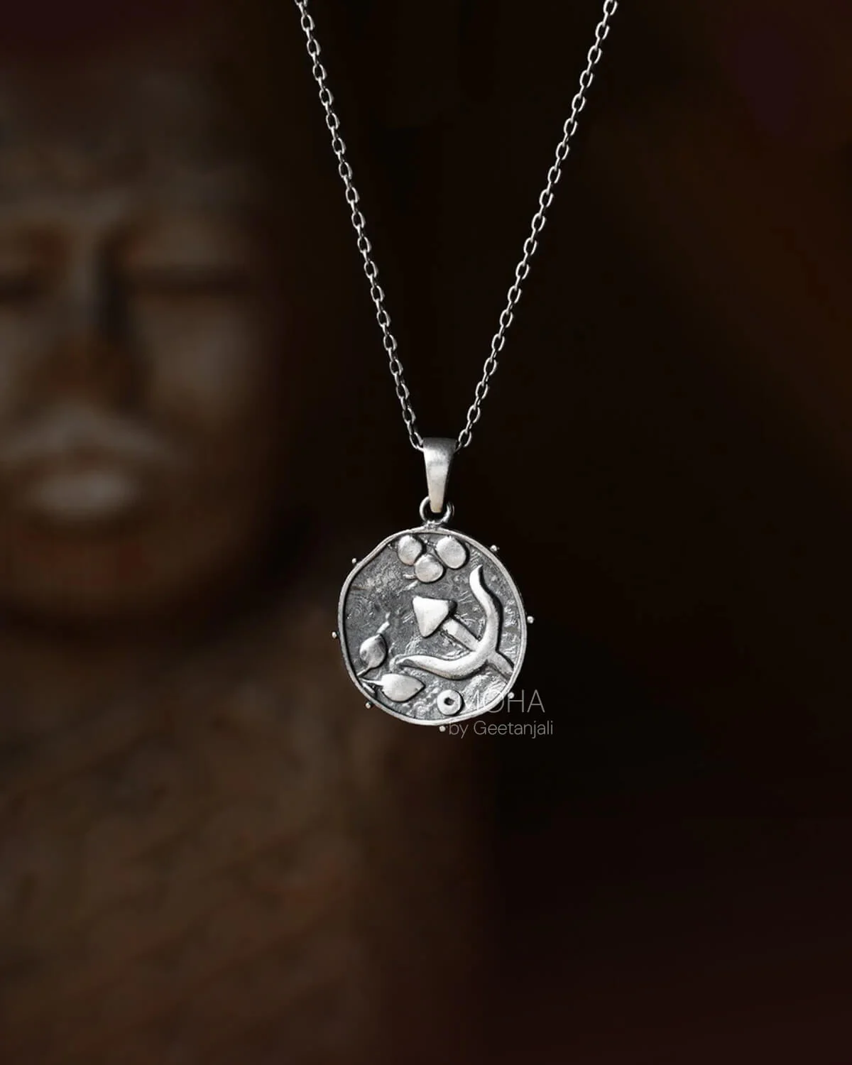 Trishul Silver Pendant with Chain by MOHA