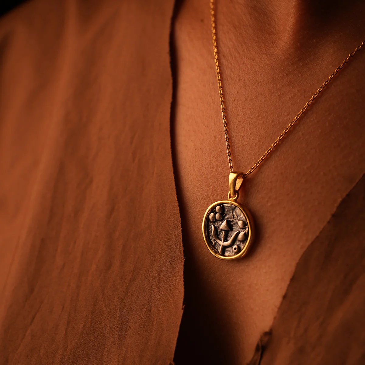 Trishul Silver Pendant with Chain Dual Toned by MOHA - Image 3