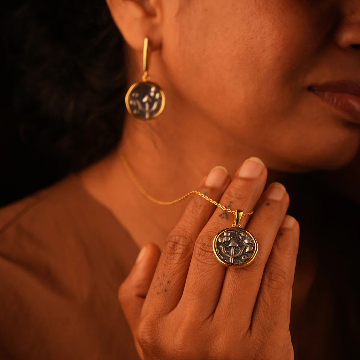 Trishul Silver Pendant with Chain Dual Toned by MOHA - Image 5
