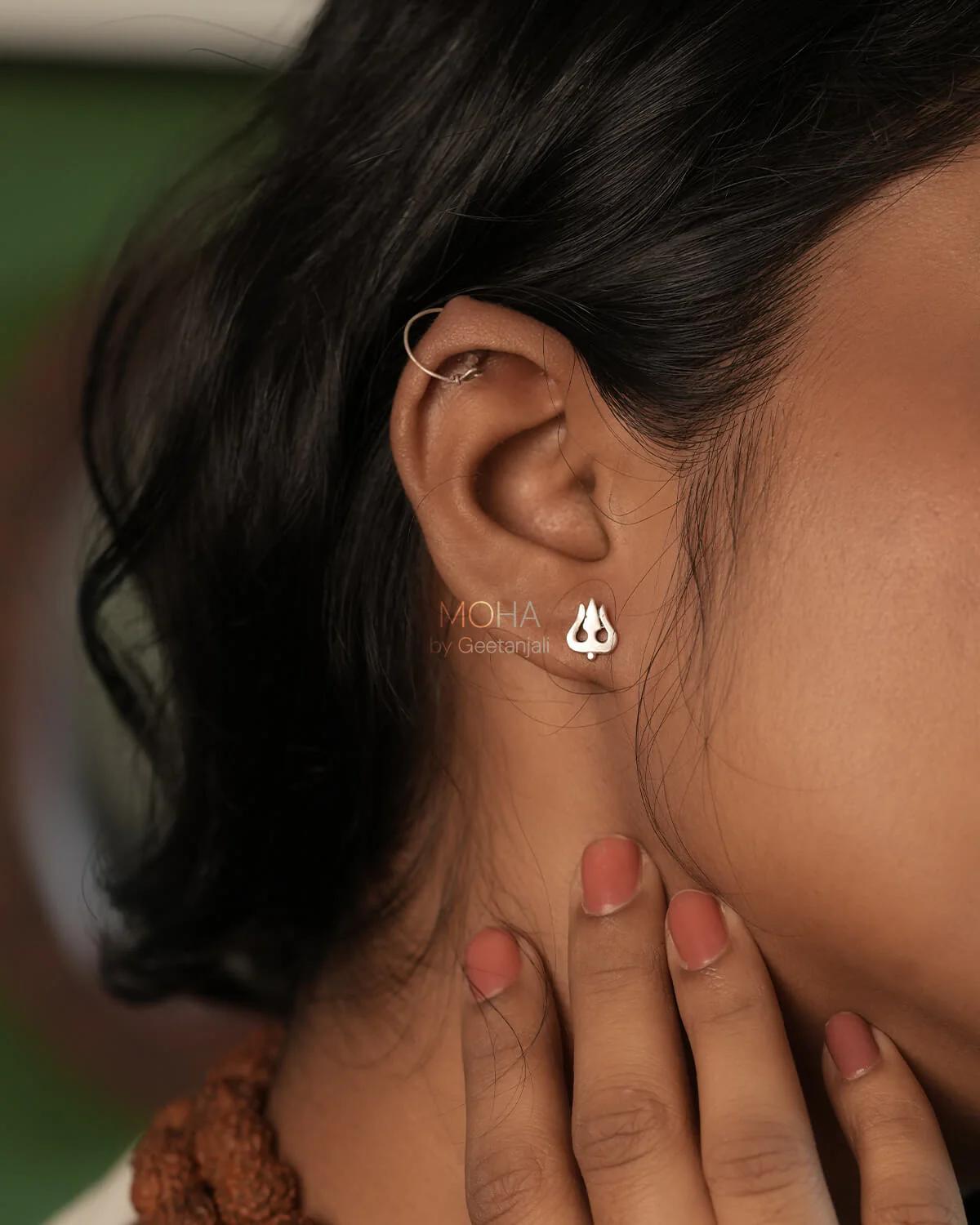 Trishula Silver Stud Earrings by MOHA - Image 5
