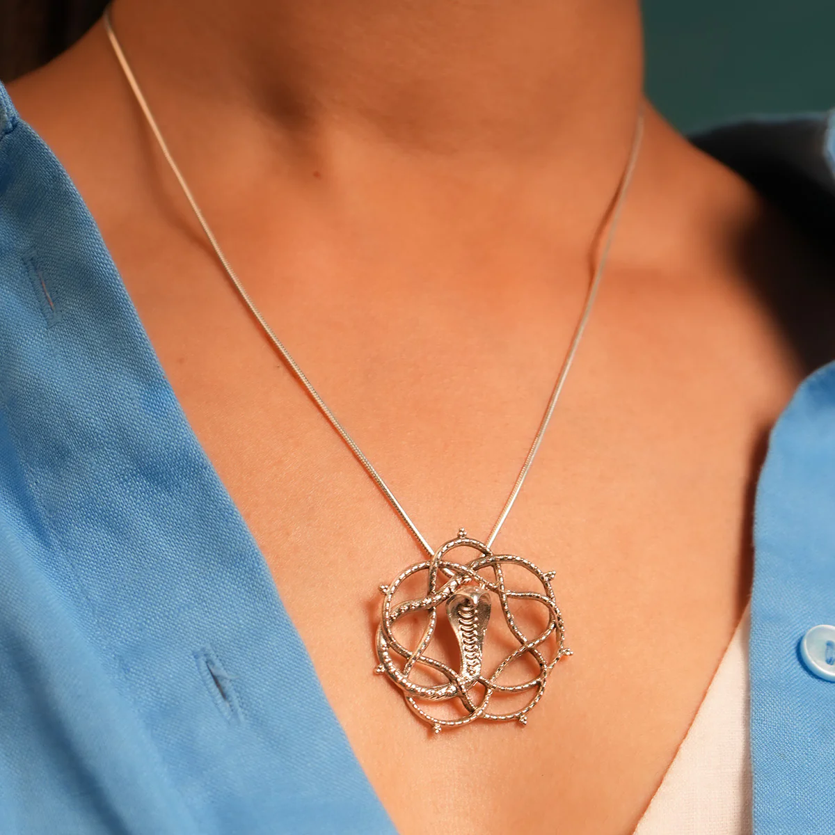 Vasuki Silver Chain Pendant (Necklace) by Moha - Image 5