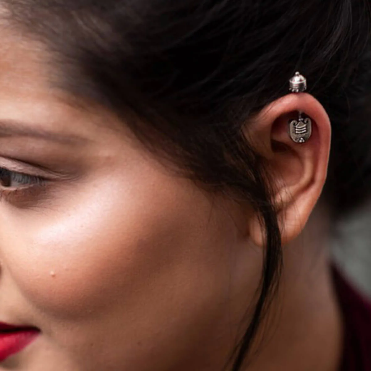 Vibhuti Silver Bugadi - Pierced, Small by MOHA - Image 2
