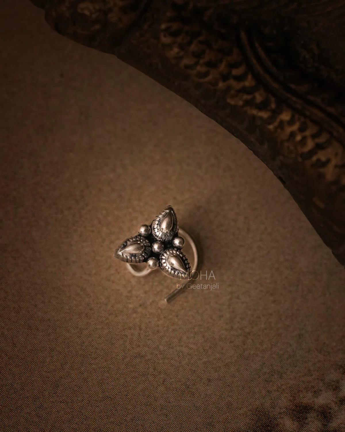 Vrinda Silver Nosepin by MOHA - Image 3