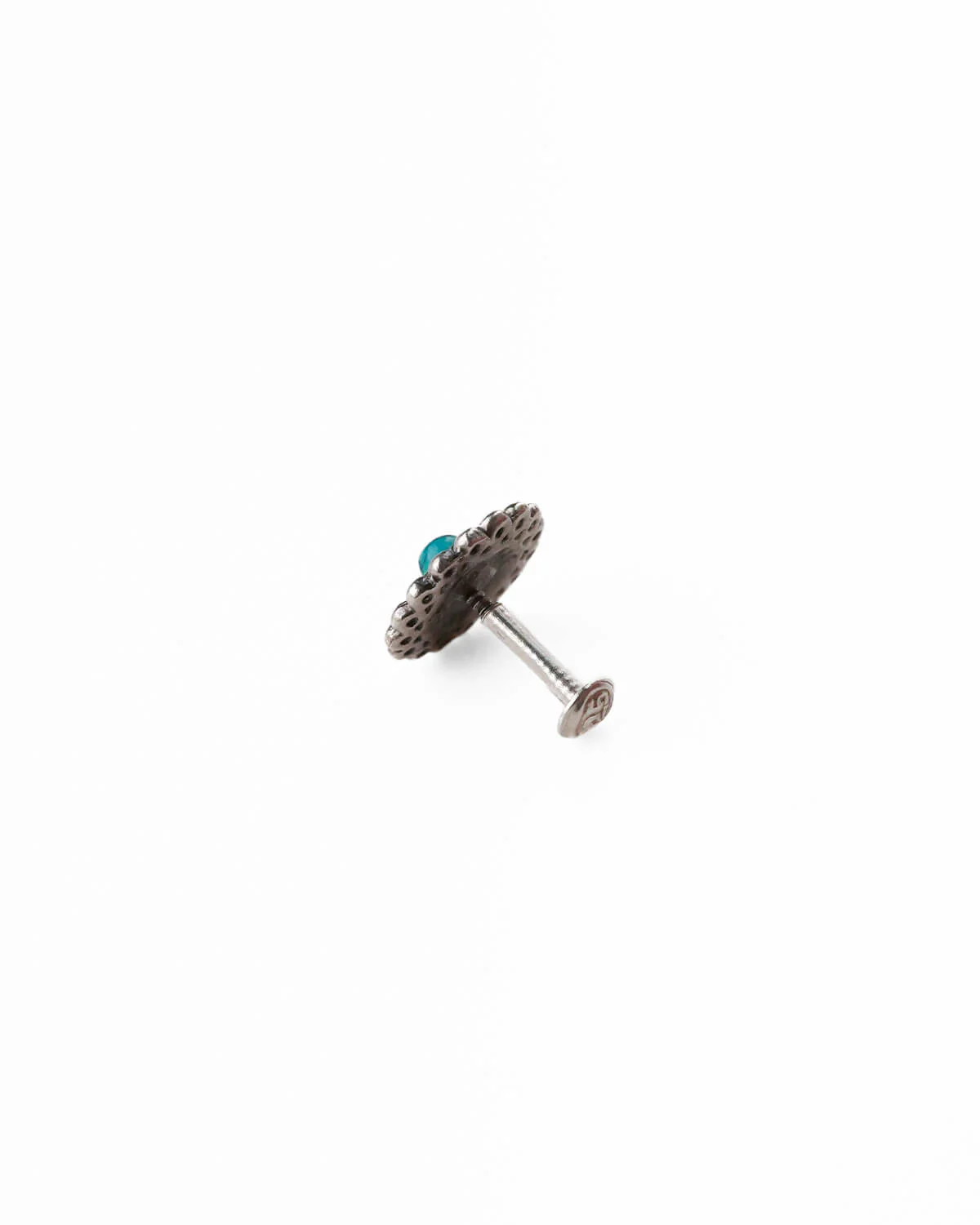 Whorl Silver Nosepin by MOHA - Turquoise - Image 6