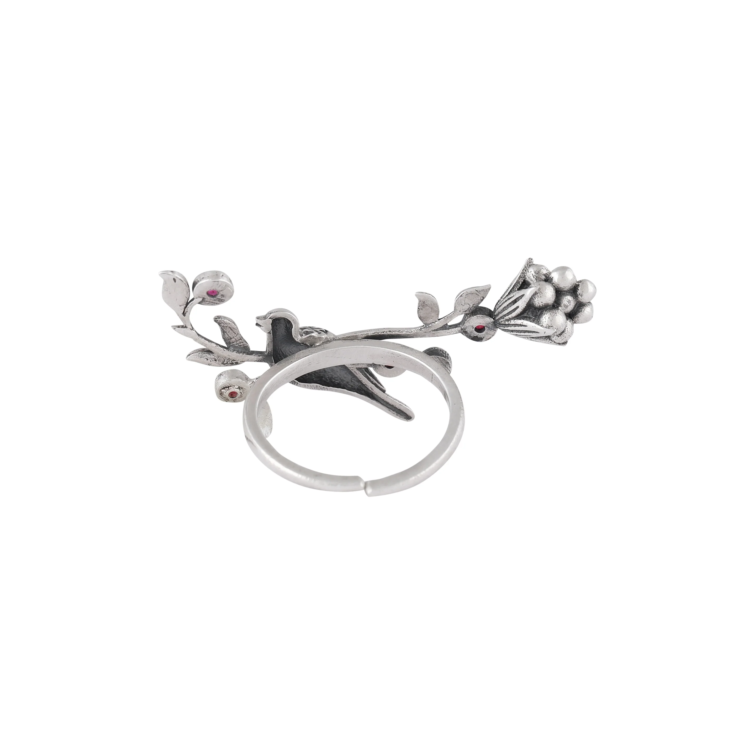 William Morris - Strawberry Thief Silver Creeper Finger Ring by Moha - Image 3