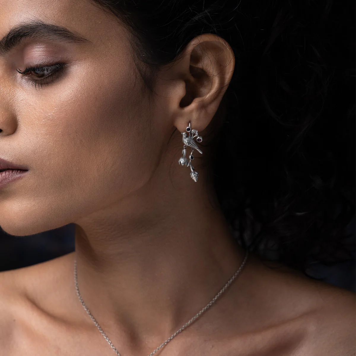 William Morris - Strawberry Thief Silver Earrings by Moha - Image 2