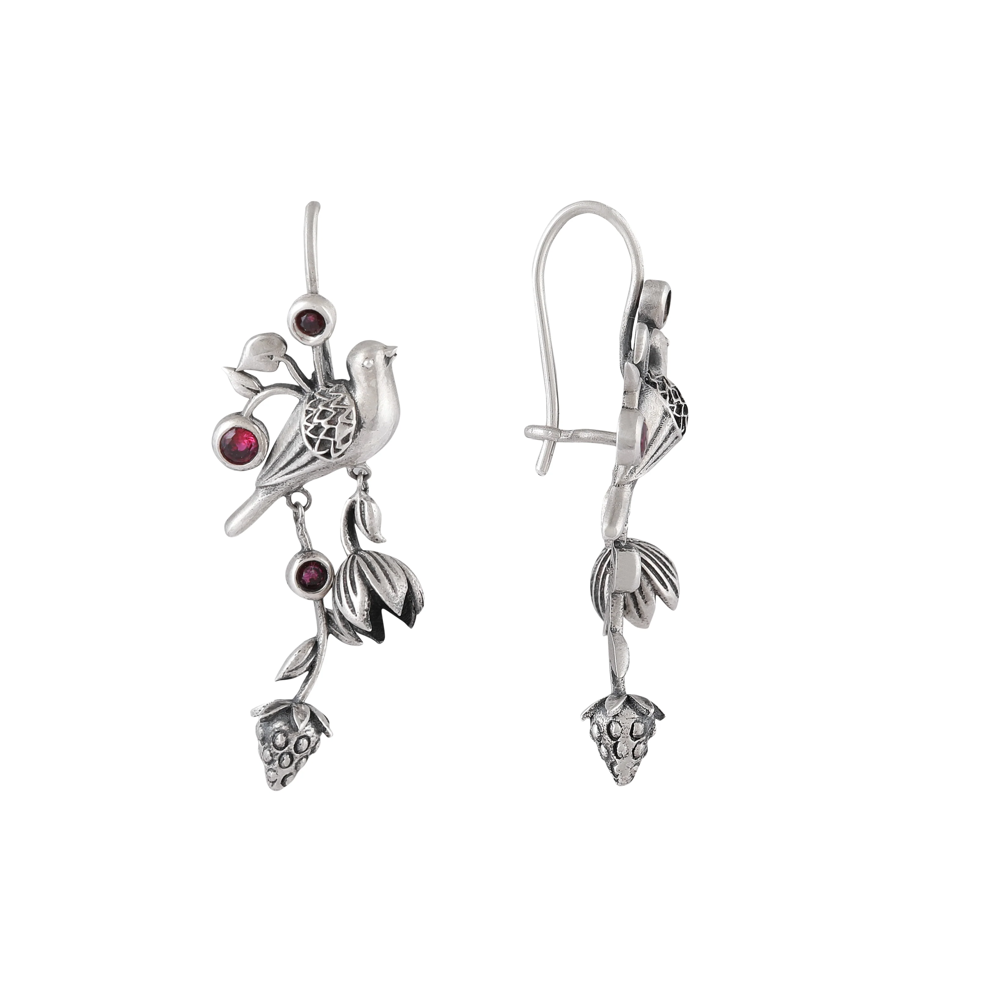William Morris - Strawberry Thief Silver Earrings by Moha - Image 4