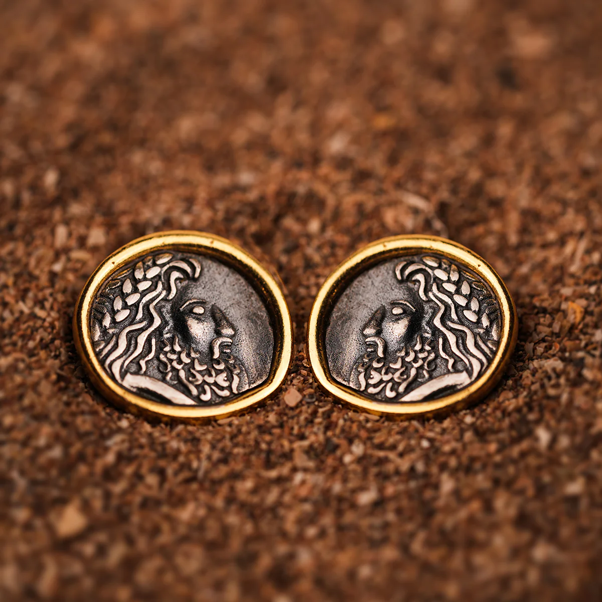Zeus Silver Stud Earrings Dual Toned by MOHA - Image 5