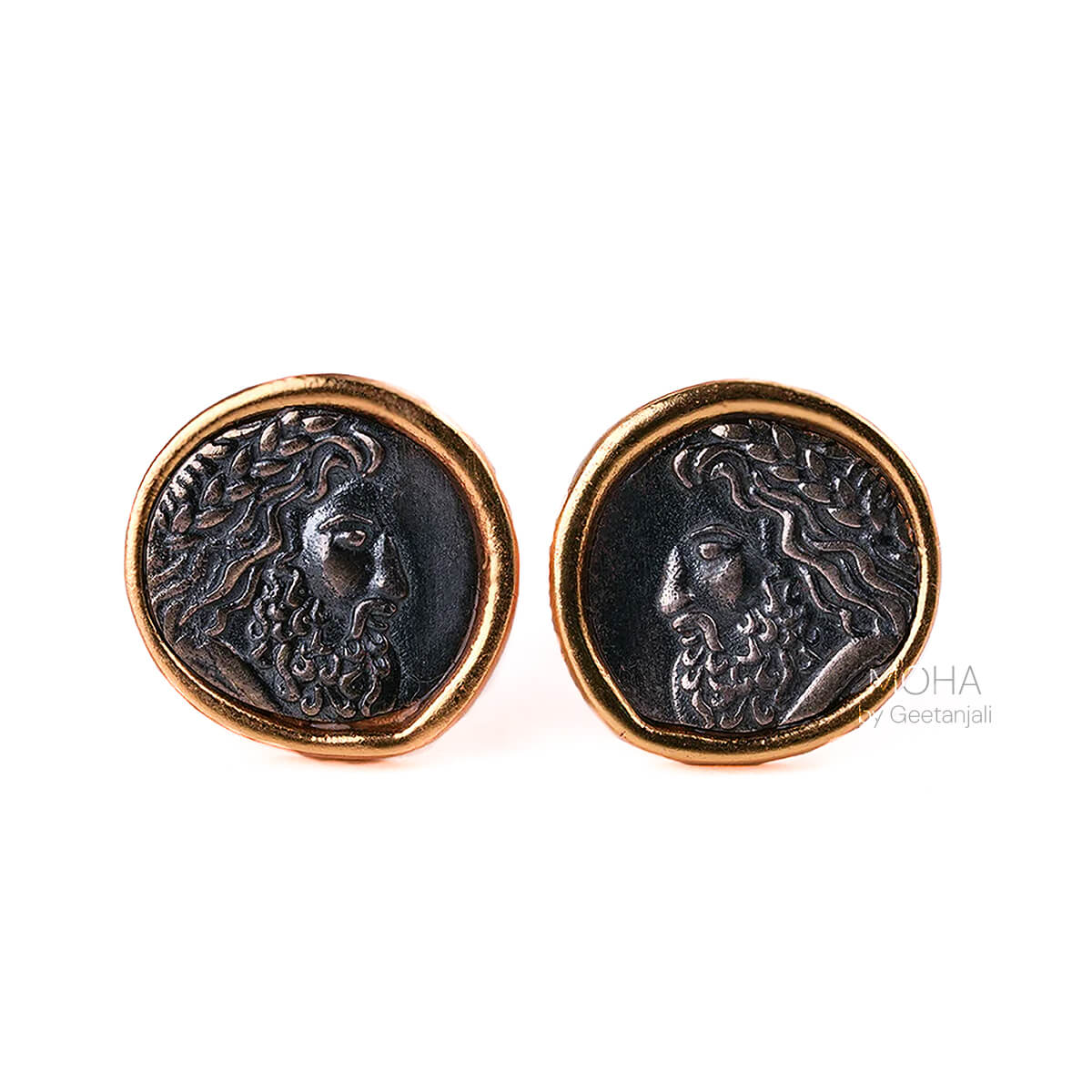 Zeus Silver Stud Earrings Dual Toned by MOHA - Image 6